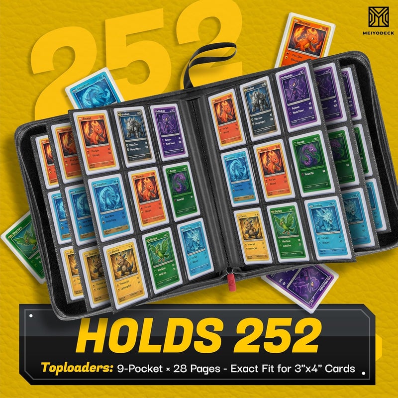 MEIYODECK Toploader Binder | Holds 252 Toploaders | 9-Pocket | Ringless Double-Sided Pockets | Includes Collector Tweezers & Gloves | Premium Top Loader Binder for Trading Cards, Pokemon, Yu-Gi-Oh & TCG - Image 2